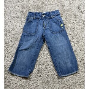 Vintage Old Navy Baby Toddler Denim Palm Tree Pants Tropical Western Casual 4T